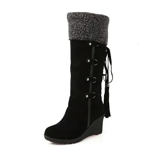 2021 Botas de nieve Zapatos de invierno para mujer Zapatos de algodón cálidos Botas altas de invierno frío Botas altas de cuña p