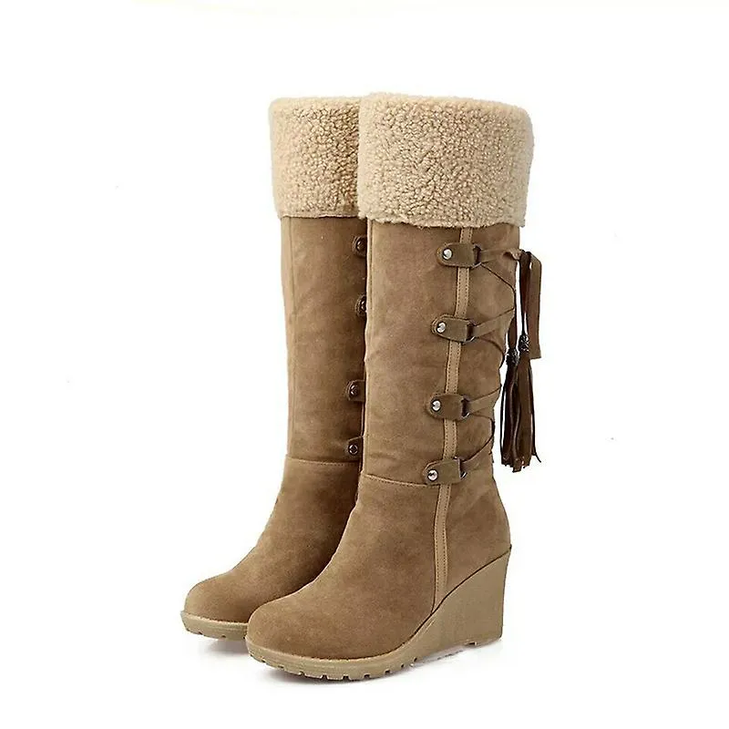 2021 Botas de nieve Zapatos de invierno para mujer Zapatos de algodón cálidos Botas altas de invierno frío Botas altas de cuña p