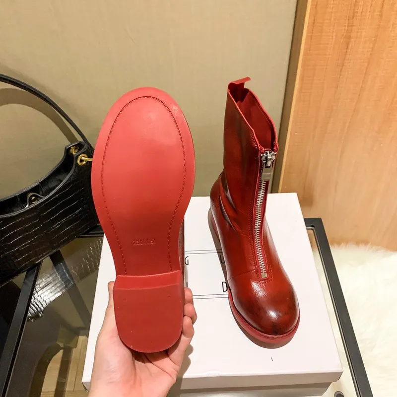 2023 nuevos botines de cuero de la serie p2 con cremallera frontal del Emperador fantasma de piel de oveja, botas Martin, botas 