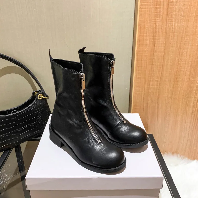 2023 nuevos botines de cuero de la serie p2 con cremallera frontal del Emperador fantasma de piel de oveja, botas Martin, botas 
