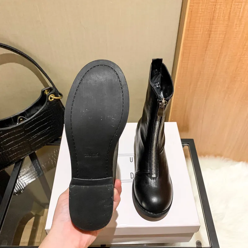 2023 nuevos botines de cuero de la serie p2 con cremallera frontal del Emperador fantasma de piel de oveja, botas Martin, botas 