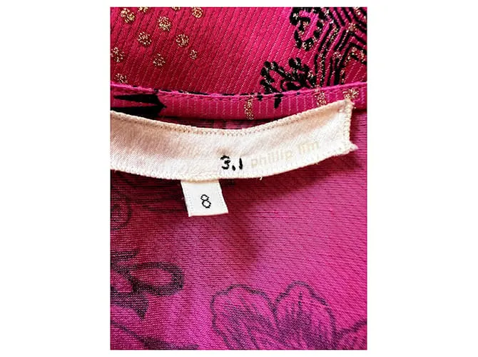 3.1 Phillip Lim 3.1 Vestido entallado y con vuelo de brocado rosa cereza vintage de Phillip Lim Reino Unido 12 US 8 UE 40 