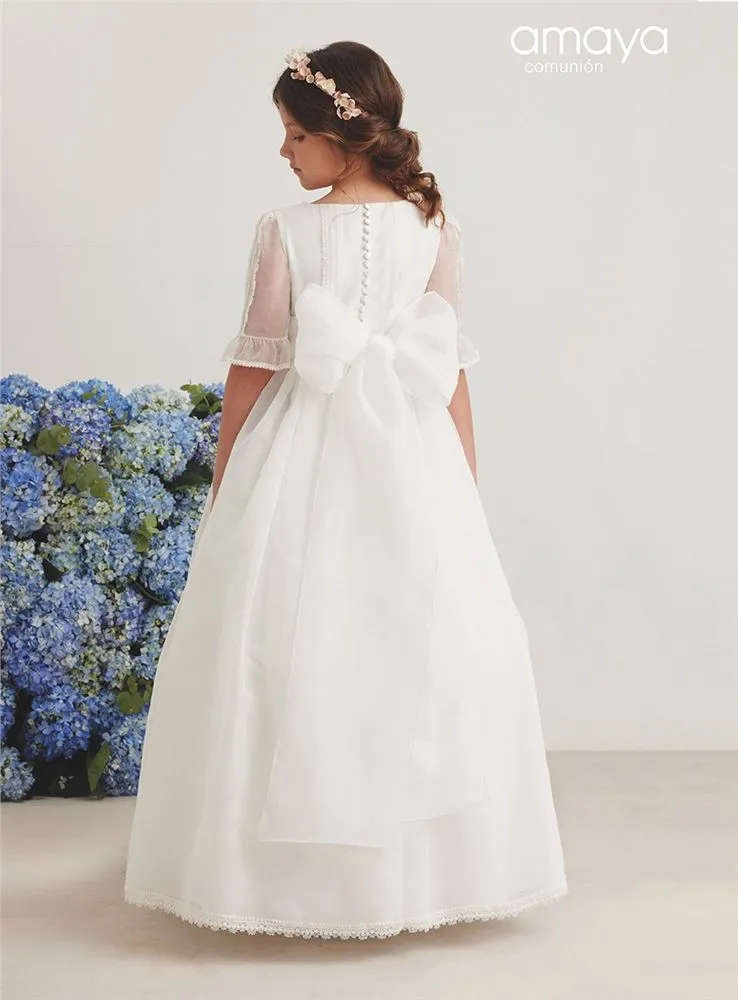 587001MDVESTIDO M CODO ORGANZA Y LINO
