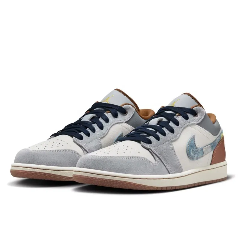 Air Jordan 1 Low SE Phantom Repaired Denim Swoosh