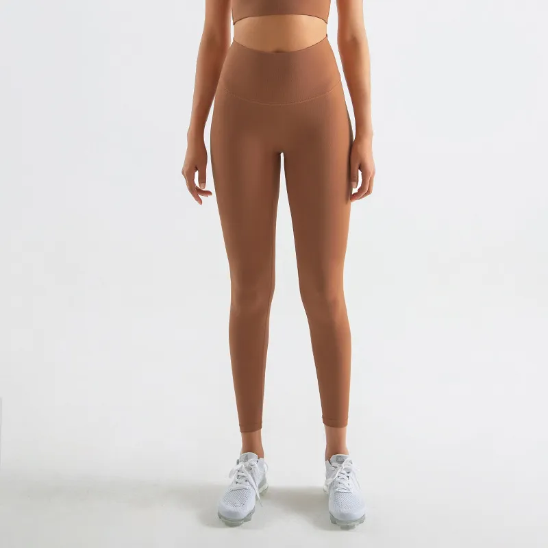 AL0LULU pantalones de Yoga legging con bolsillos mallas de cintura alta mujeres deportes correr entrenamiento Fitness Jogger pan