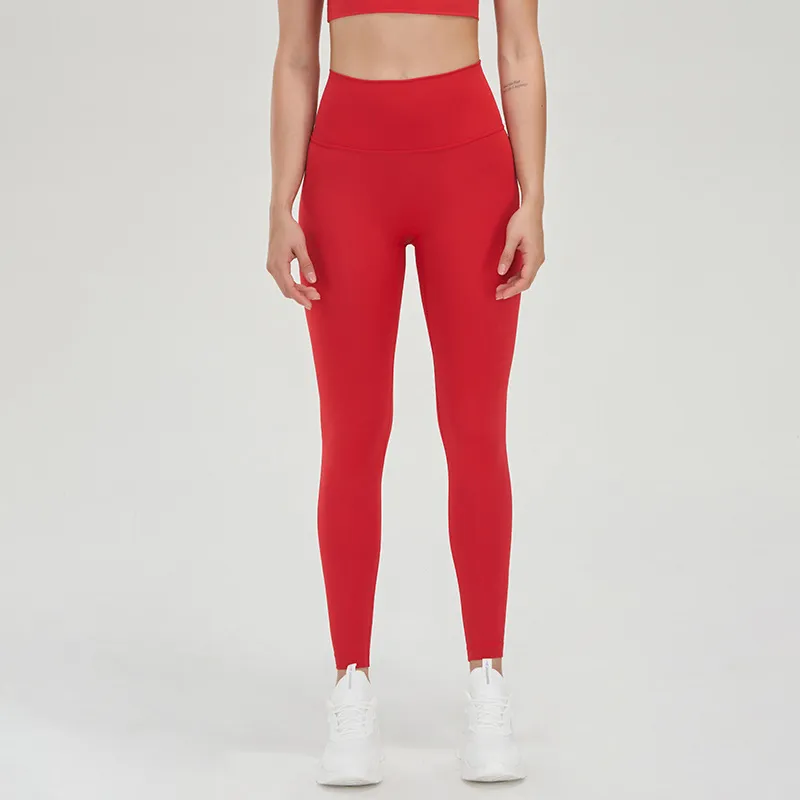 AL0LULU pantalones de Yoga legging con bolsillos mallas de cintura alta mujeres deportes correr entrenamiento Fitness Jogger pan