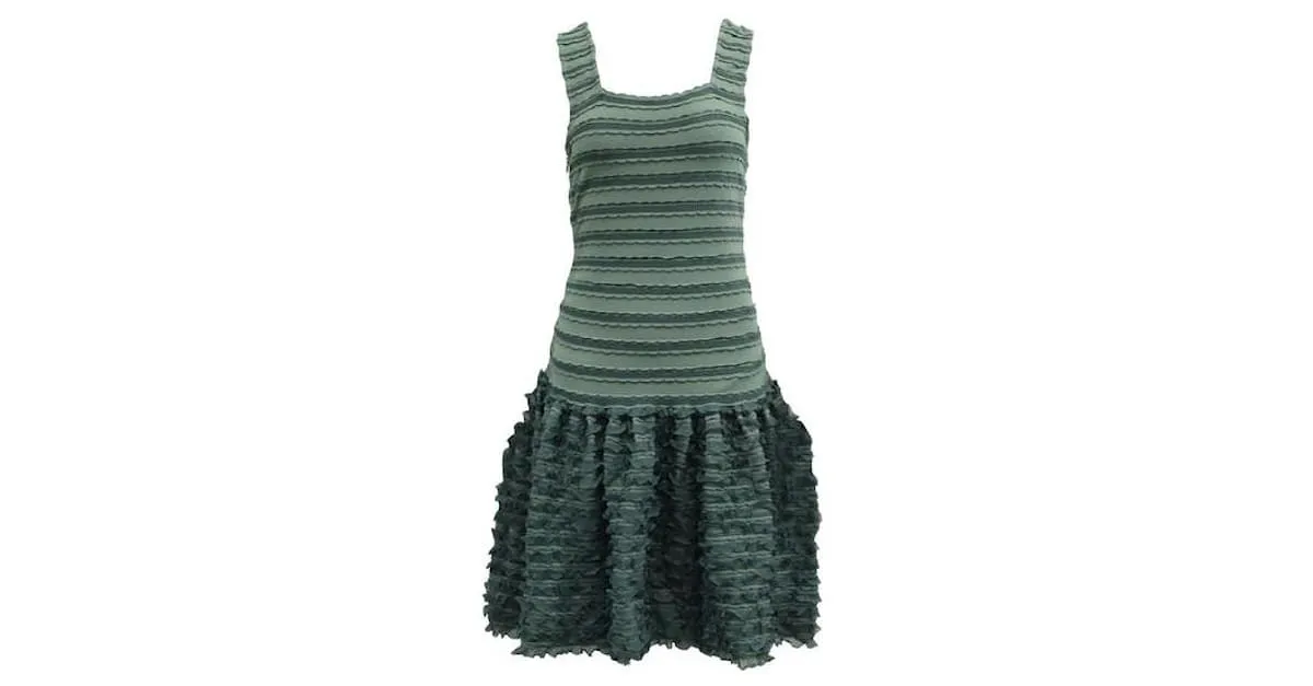 Alaïa Vestido azul entallado y con vuelo de Alaia 