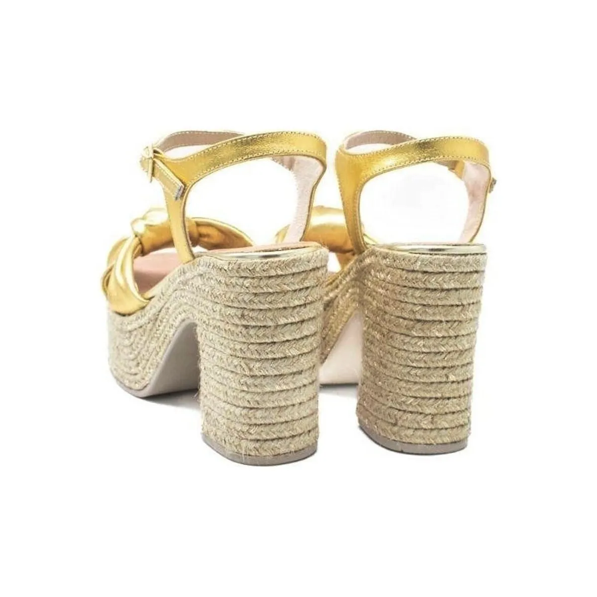 ALPARGATA DE YUTE CON TACÓN ORO  COQUE