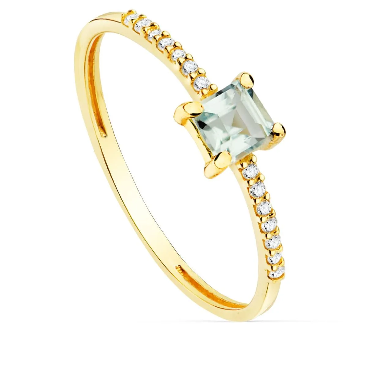 Anillo Oro Aguamarina y Diamantes
