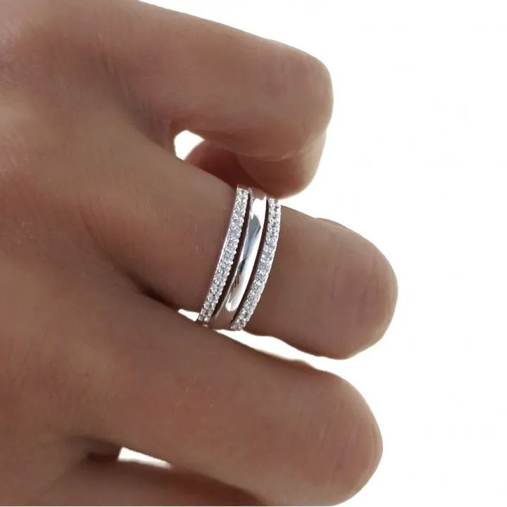 Anillo Plata Bandas Circonitas