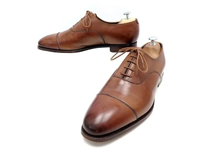 Autre Marque ZAPATOS CROCKETT Y JONES CONNAUGHT RICHELIEU 10mi 44 zapatos de cuero marrón Castaño 