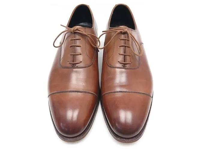 Autre Marque ZAPATOS CROCKETT Y JONES CONNAUGHT RICHELIEU 10mi 44 zapatos de cuero marrón Castaño 