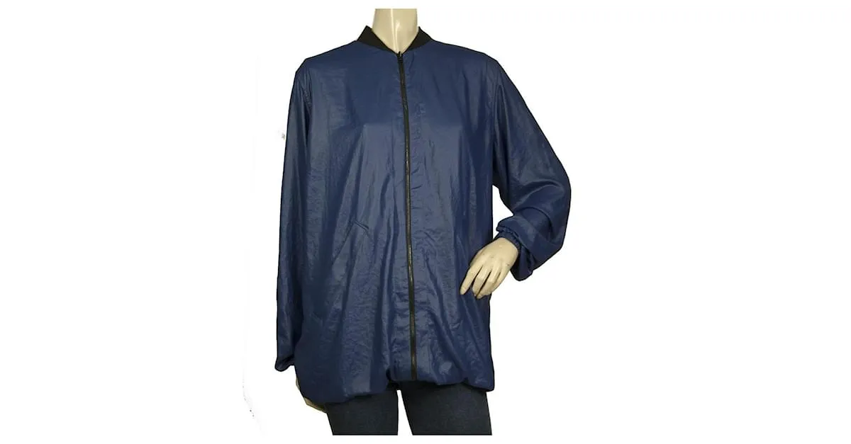 Barbara Bui Azul Poliéster Trench Una Pieza Pull Over Chaqueta tamaño 38 / S 