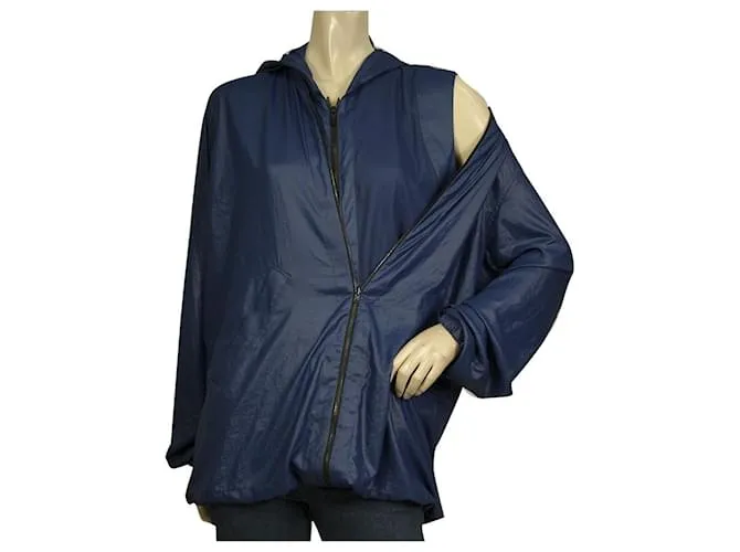 Barbara Bui Azul Poliéster Trench Una Pieza Pull Over Chaqueta tamaño 38 / S 