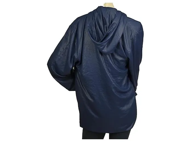 Barbara Bui Azul Poliéster Trench Una Pieza Pull Over Chaqueta tamaño 38 / S 