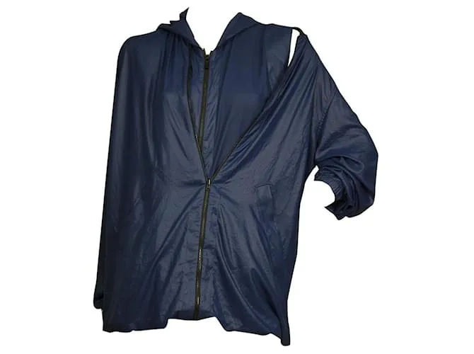 Barbara Bui Azul Poliéster Trench Una Pieza Pull Over Chaqueta tamaño 38 / S 