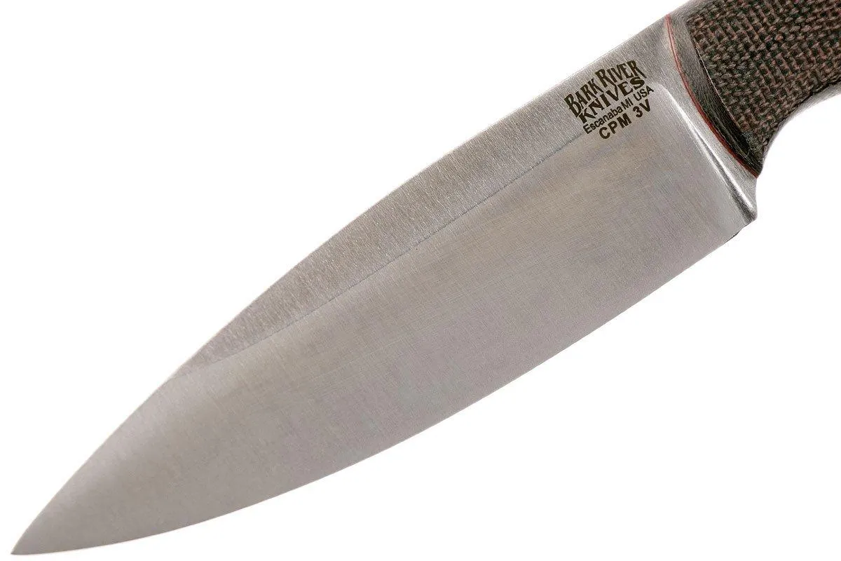 Bark River Mini Aurora CPM 3V, Green Canvas micarta, Red Liner