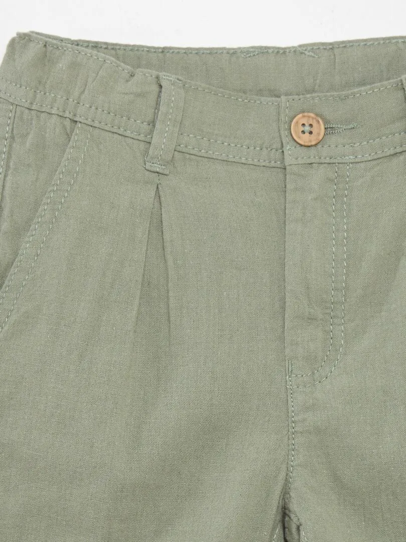 BERMUDAS TIPO CHINO DE LINO  VERDE