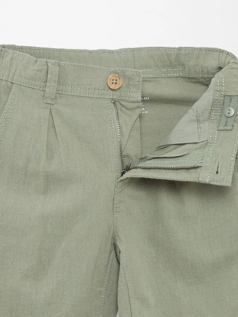 BERMUDAS TIPO CHINO DE LINO  VERDE