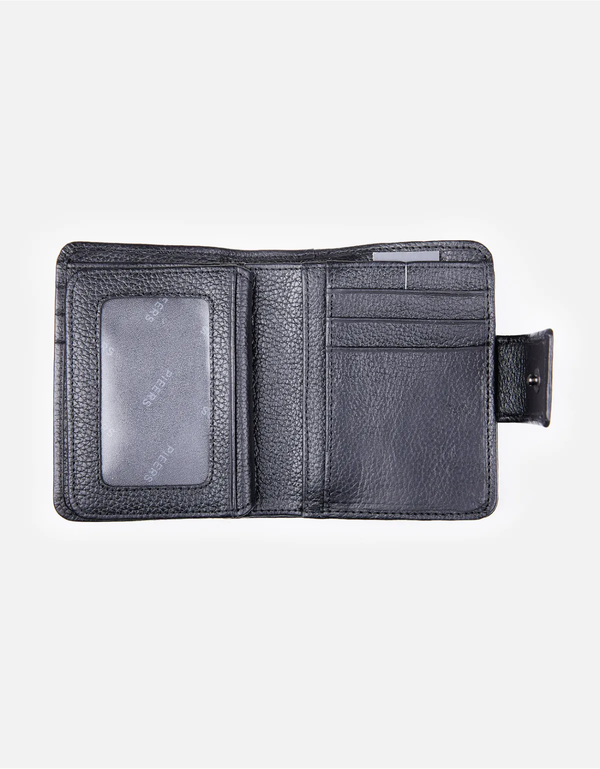 Billetera de cuero negro para mujer