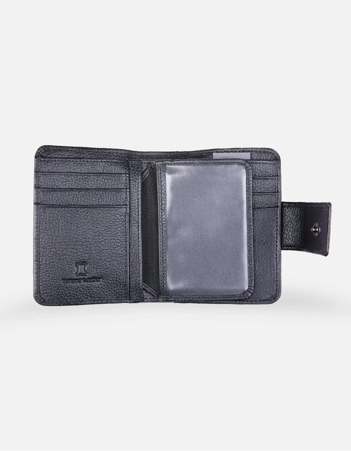 Billetera de cuero negro para mujer