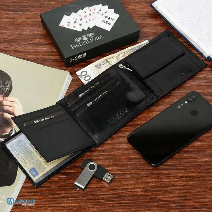 Billeteras de cuero al por mayor | Billetera de cuero genuino Beltimore para hombre