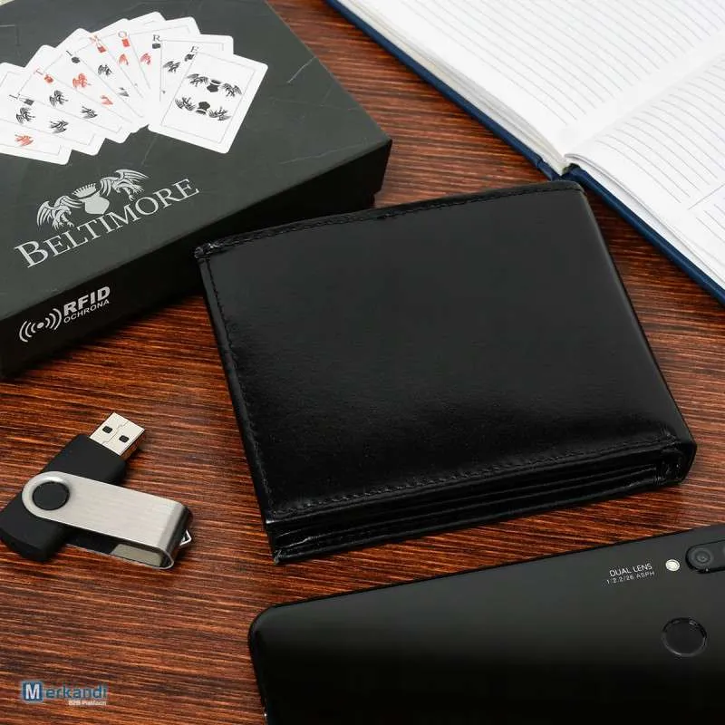 Billeteras de cuero al por mayor | Billetera de cuero genuino Beltimore para hombre