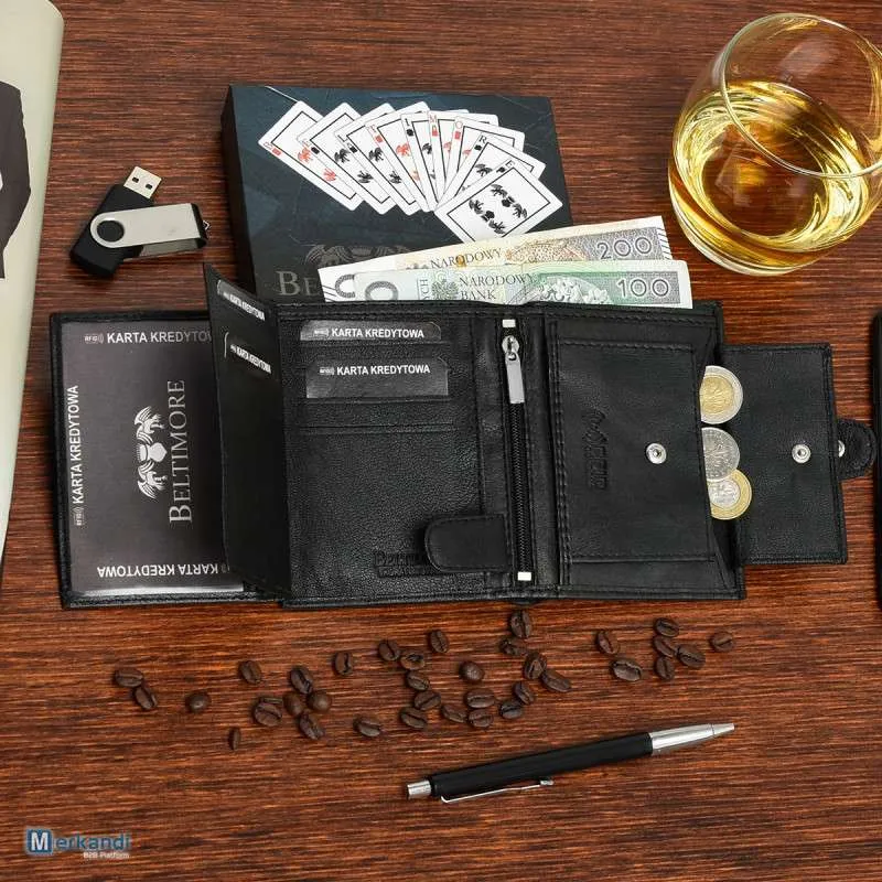 Billeteras de cuero al por mayor | Billetera de cuero genuino para hombre Beltimore