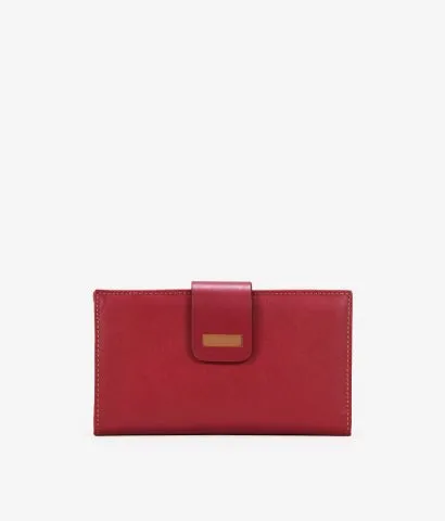 Billetero grande piel rojo con solapa