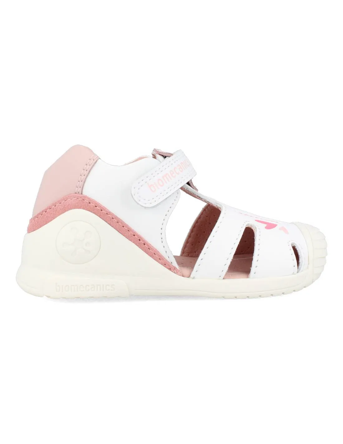 BIOMECANICS  SANDALIA DE PIEL TIRAS CORAZONES BLANCO