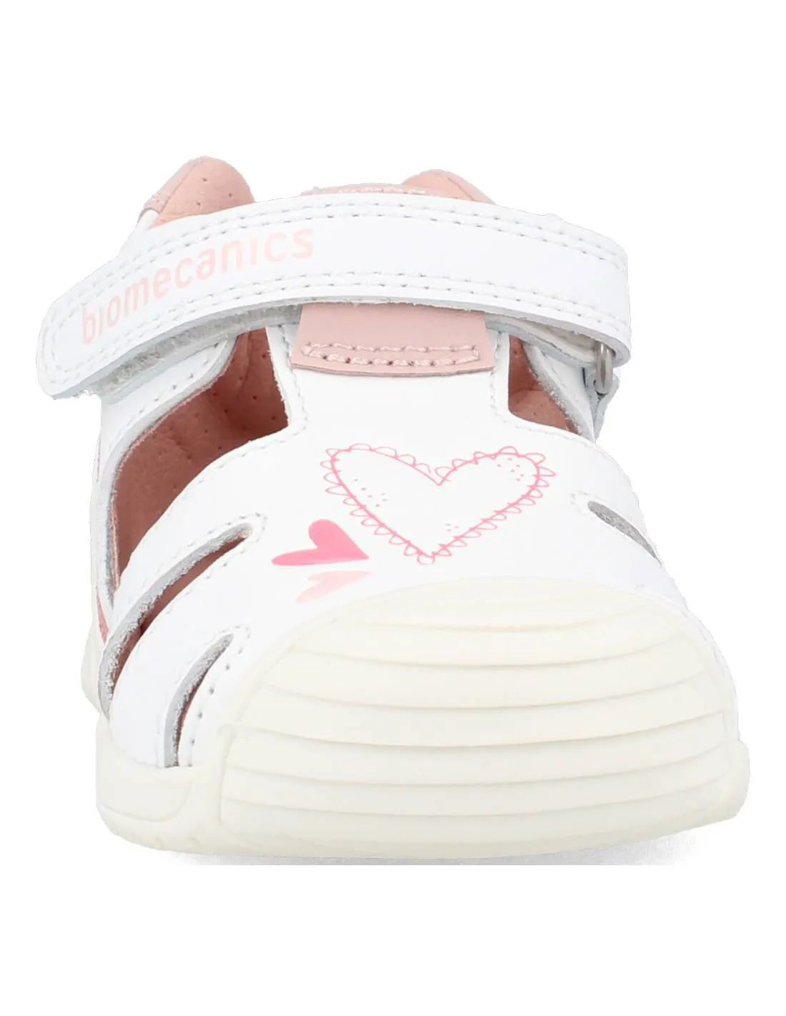 BIOMECANICS  SANDALIA DE PIEL TIRAS CORAZONES BLANCO