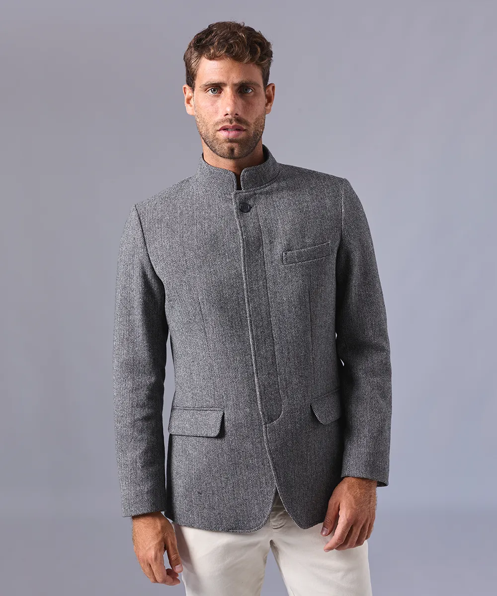 BLAZER LANA CUELLO NERU BOTONES OCULTO GRIS OI24