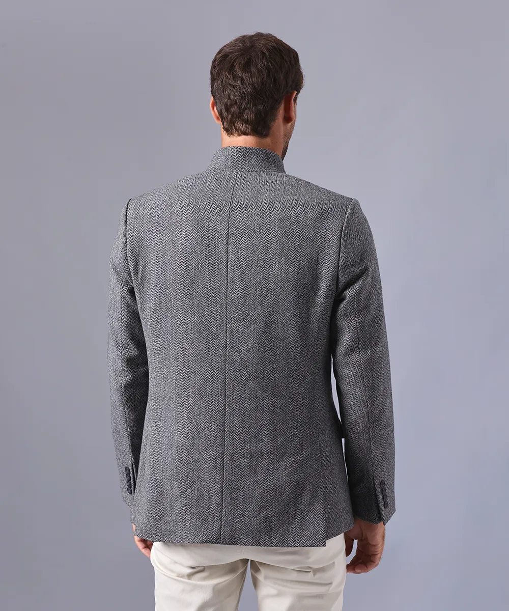 BLAZER LANA CUELLO NERU BOTONES OCULTO GRIS OI24