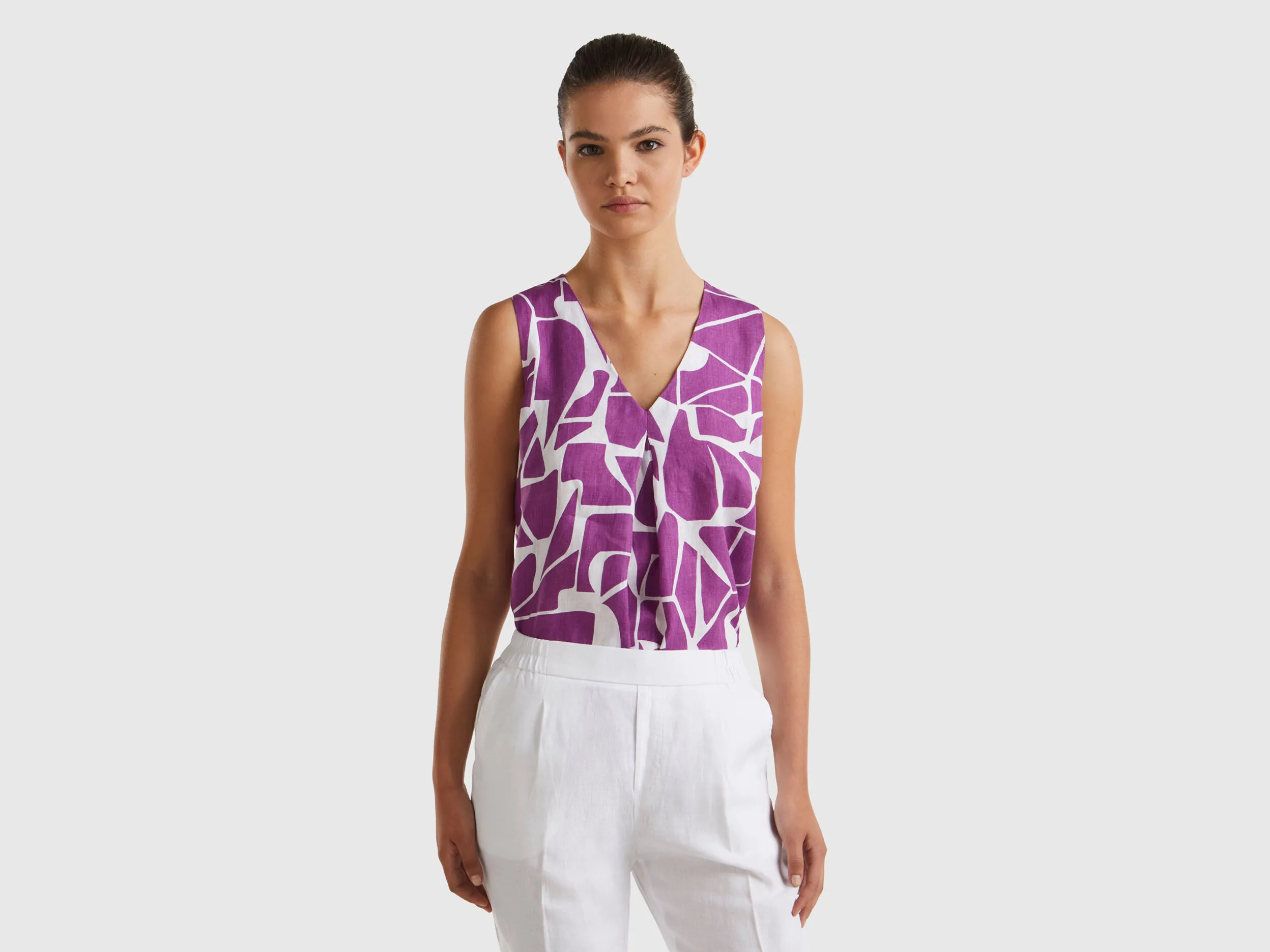 Blusa de lino estampado