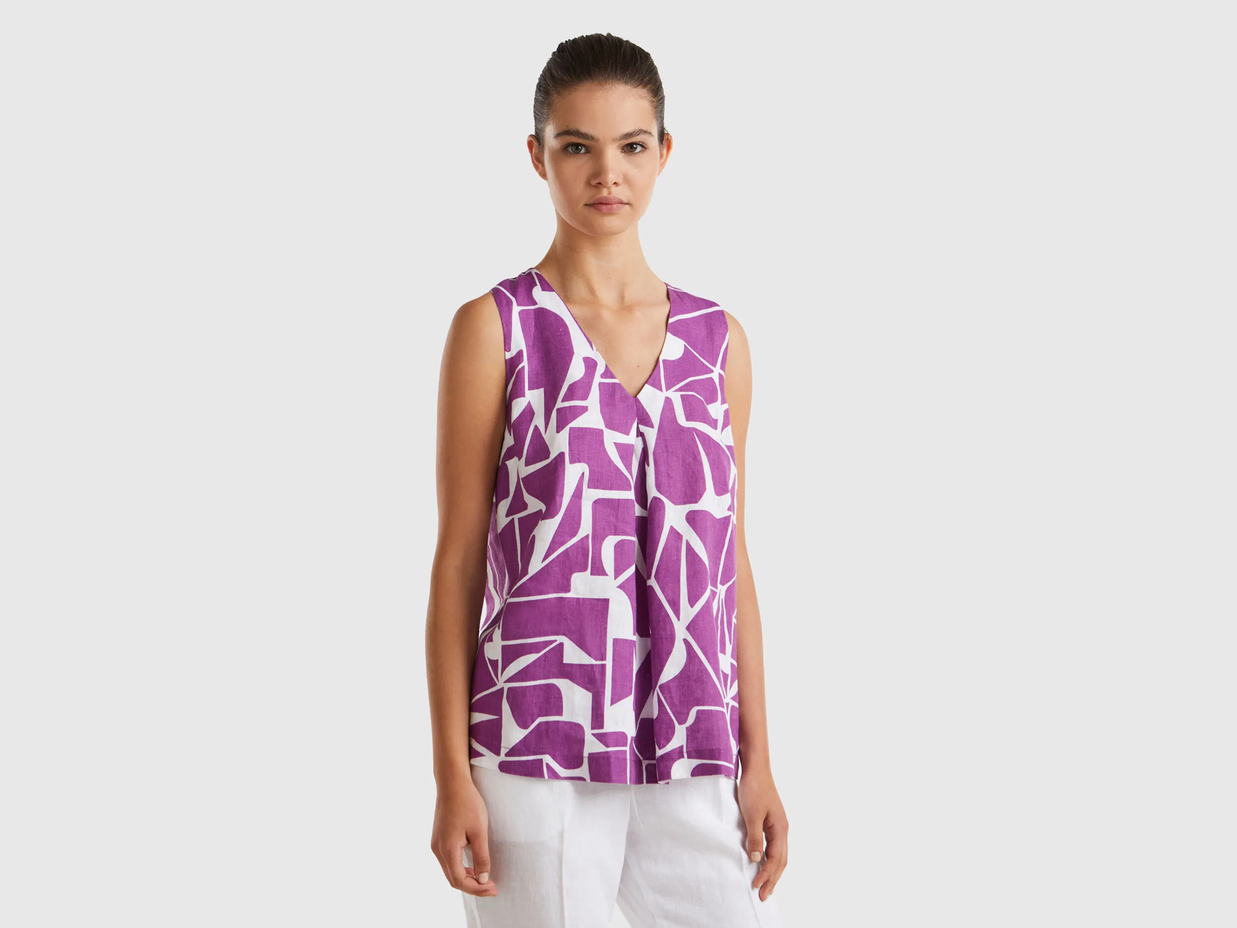 Blusa de lino estampado