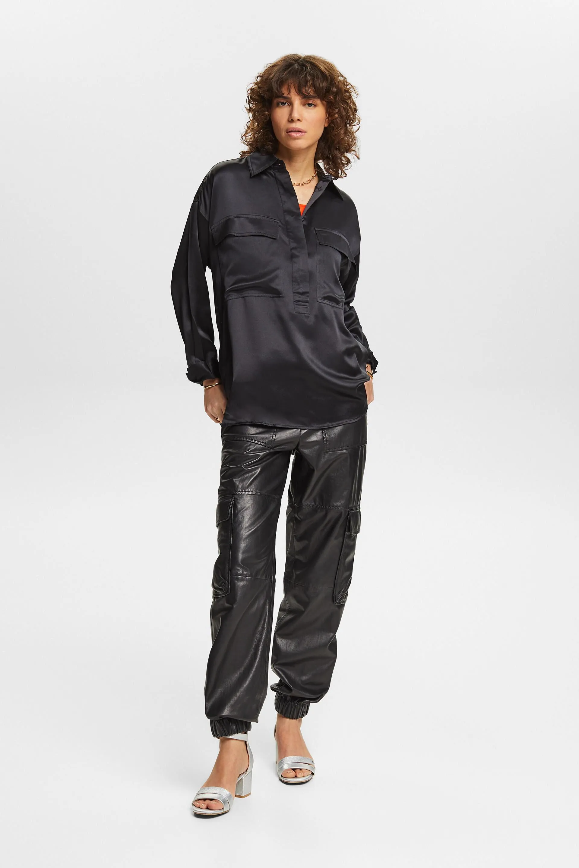 Blusa de satén de seda