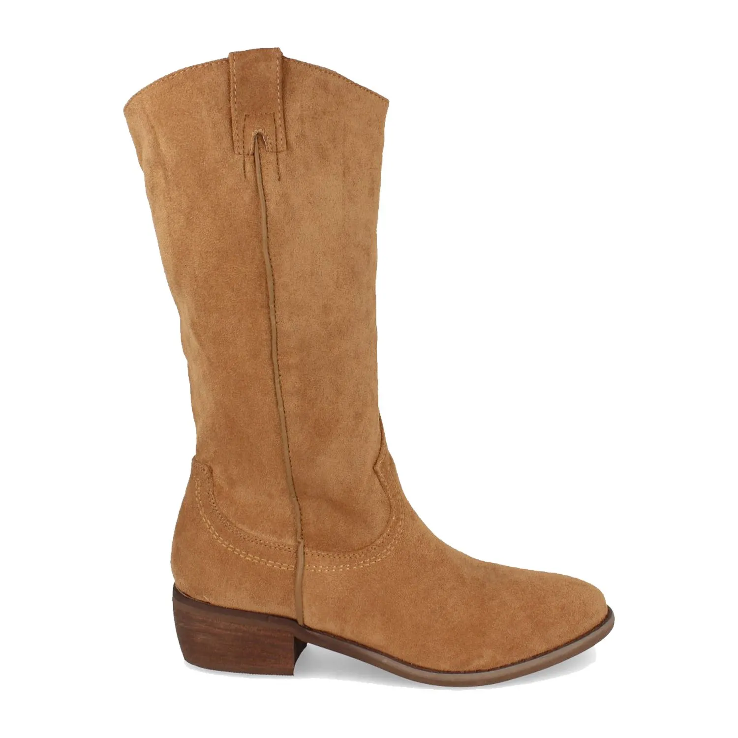 Botas altas camperas planas mujer con punta redonda color marrón