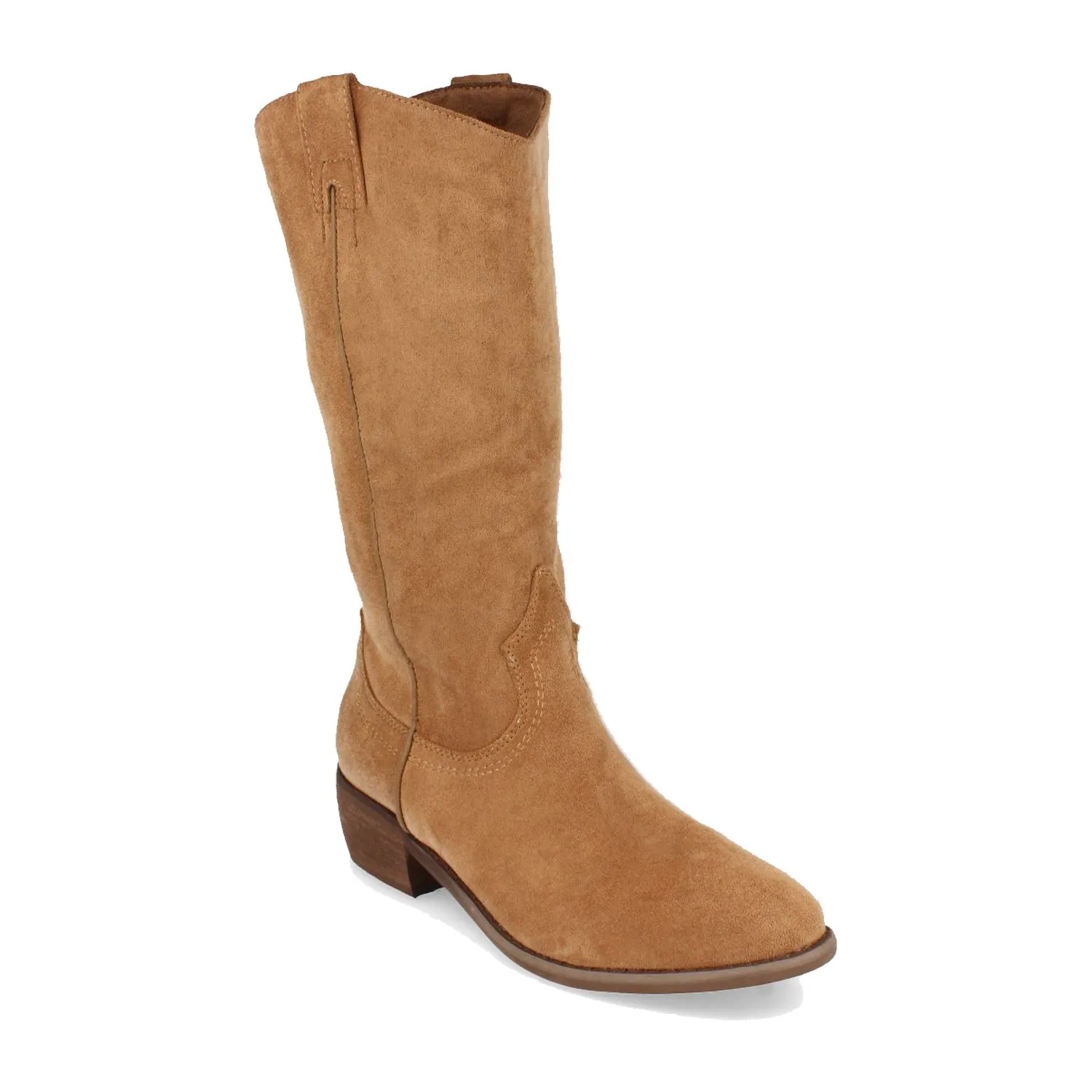 Botas altas camperas planas mujer con punta redonda color marrón