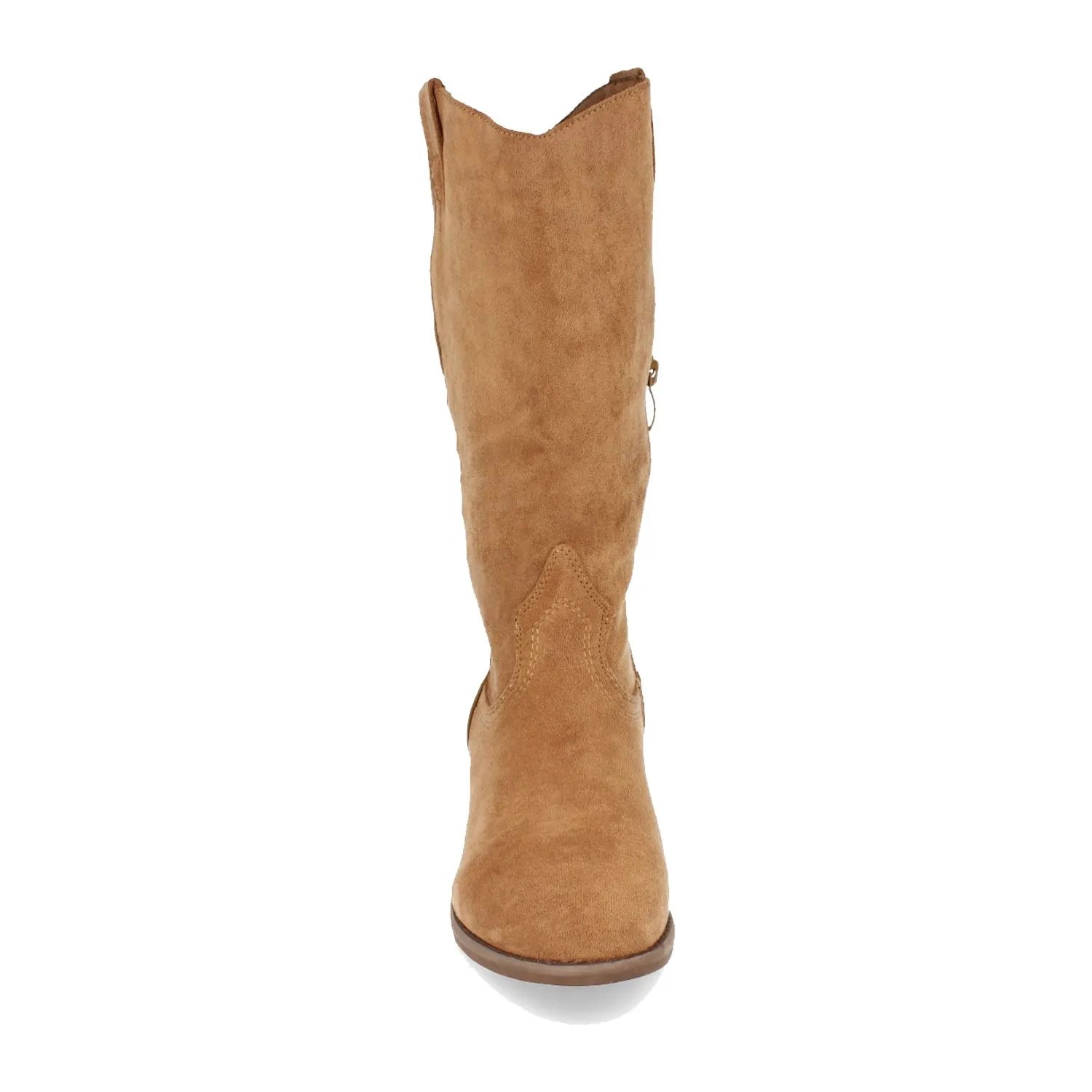 Botas altas camperas planas mujer con punta redonda color marrón
