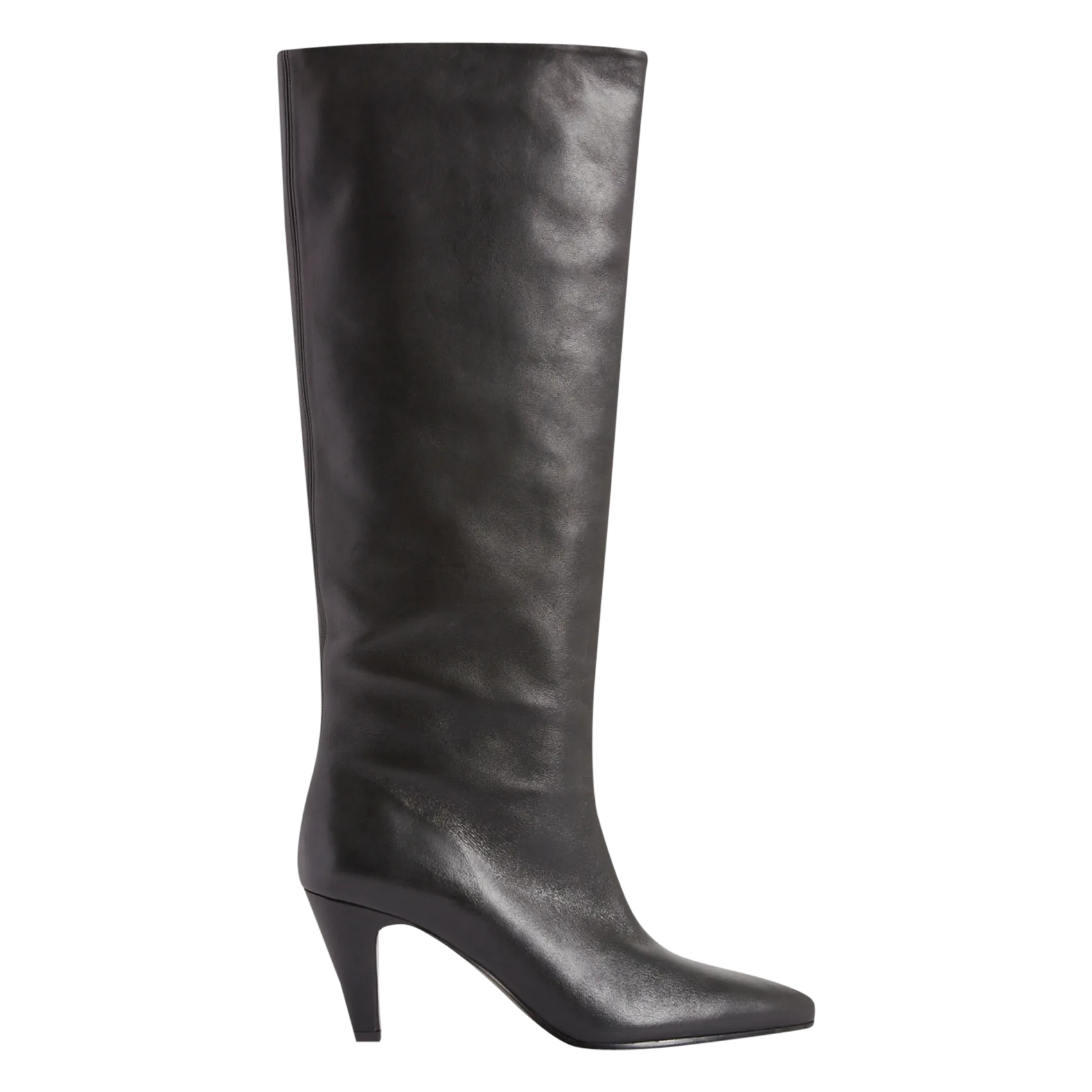 Botas altas de piel vaqueta en negro