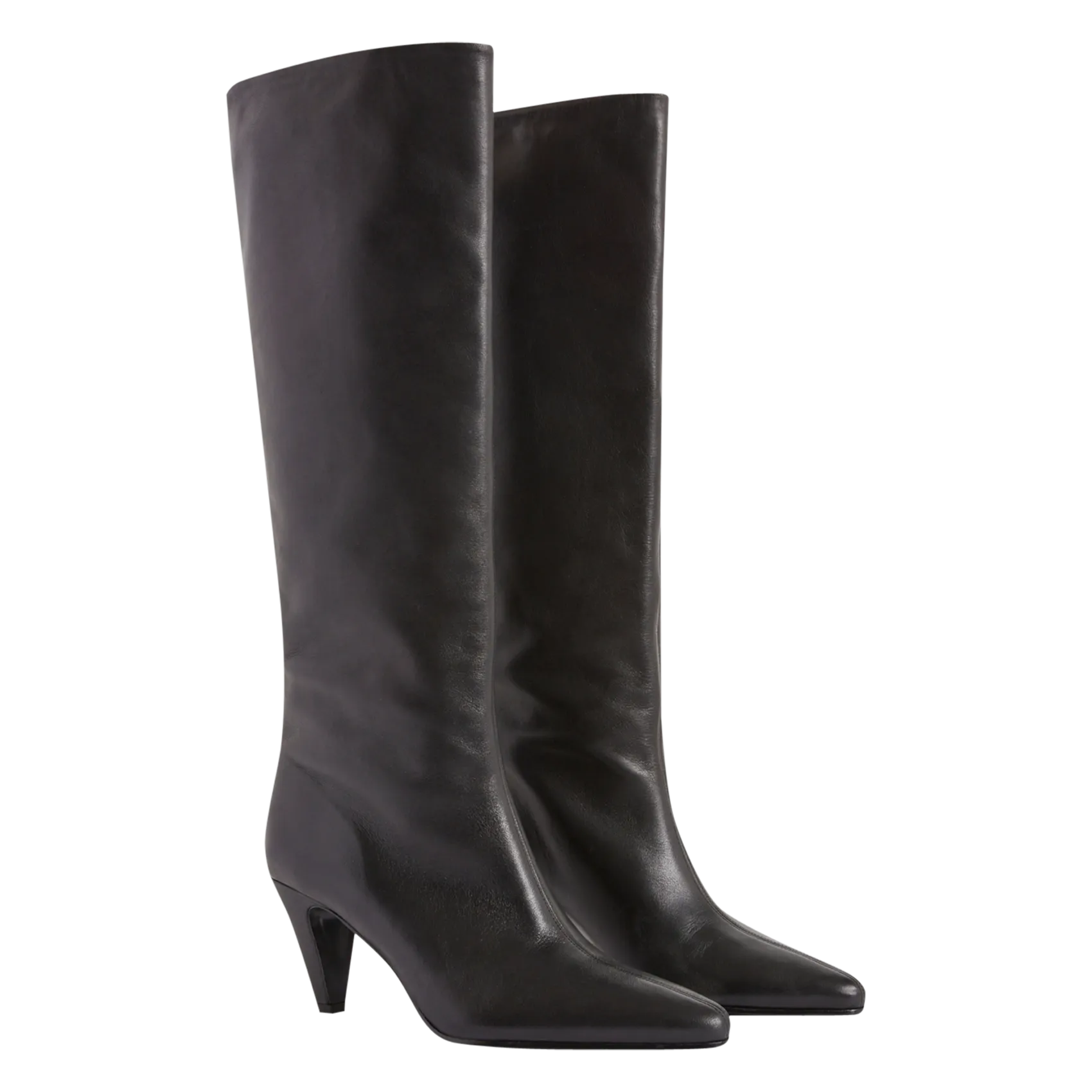 Botas altas de piel vaqueta en negro