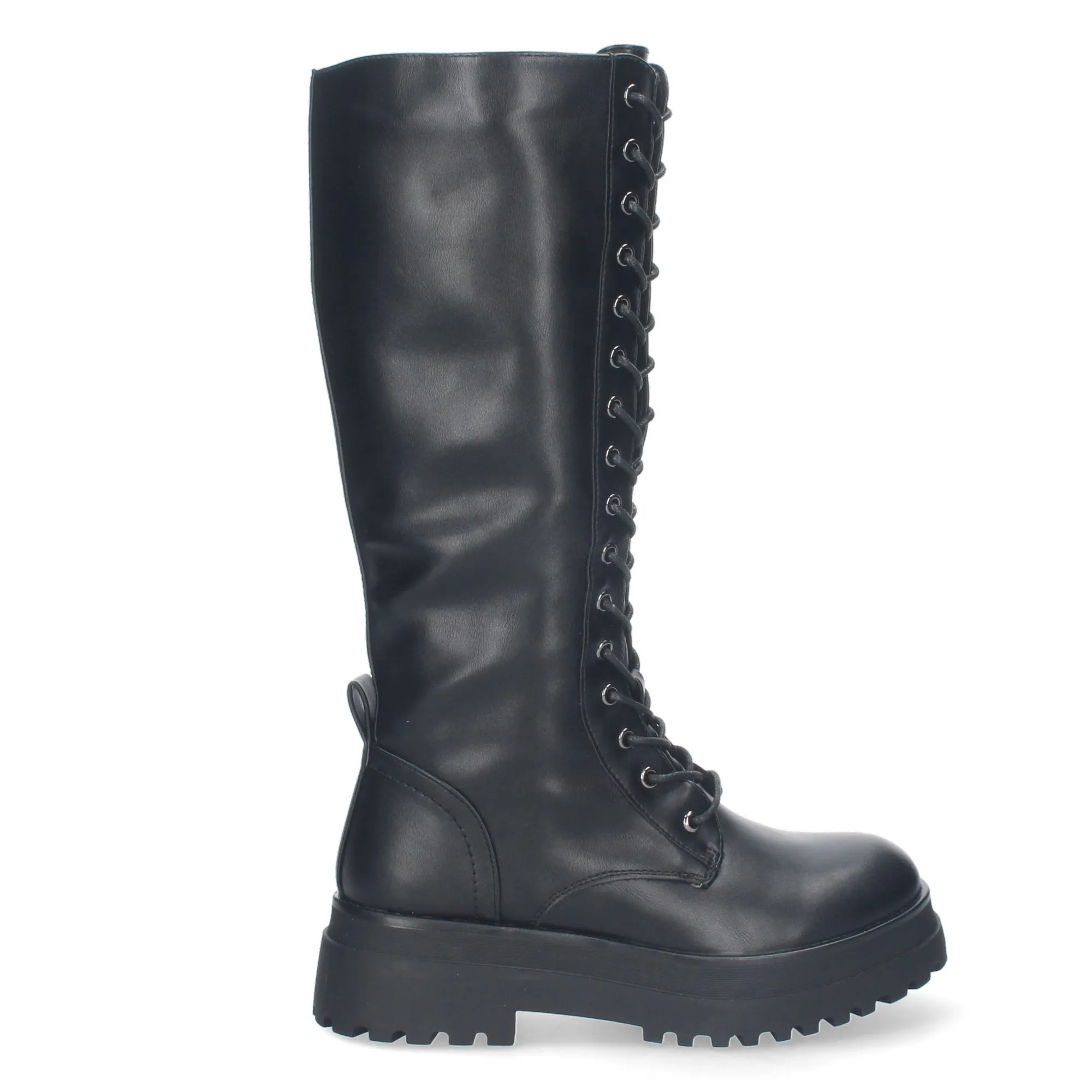BOTAS ALTAS NEGRAS CóMODAS LAZOS Y CREMALLERA SUELA TRACK MUJER H200