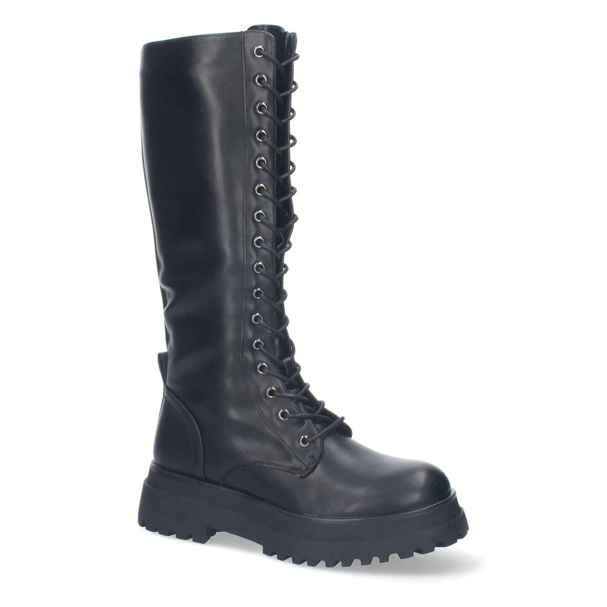 BOTAS ALTAS NEGRAS CóMODAS LAZOS Y CREMALLERA SUELA TRACK MUJER H200