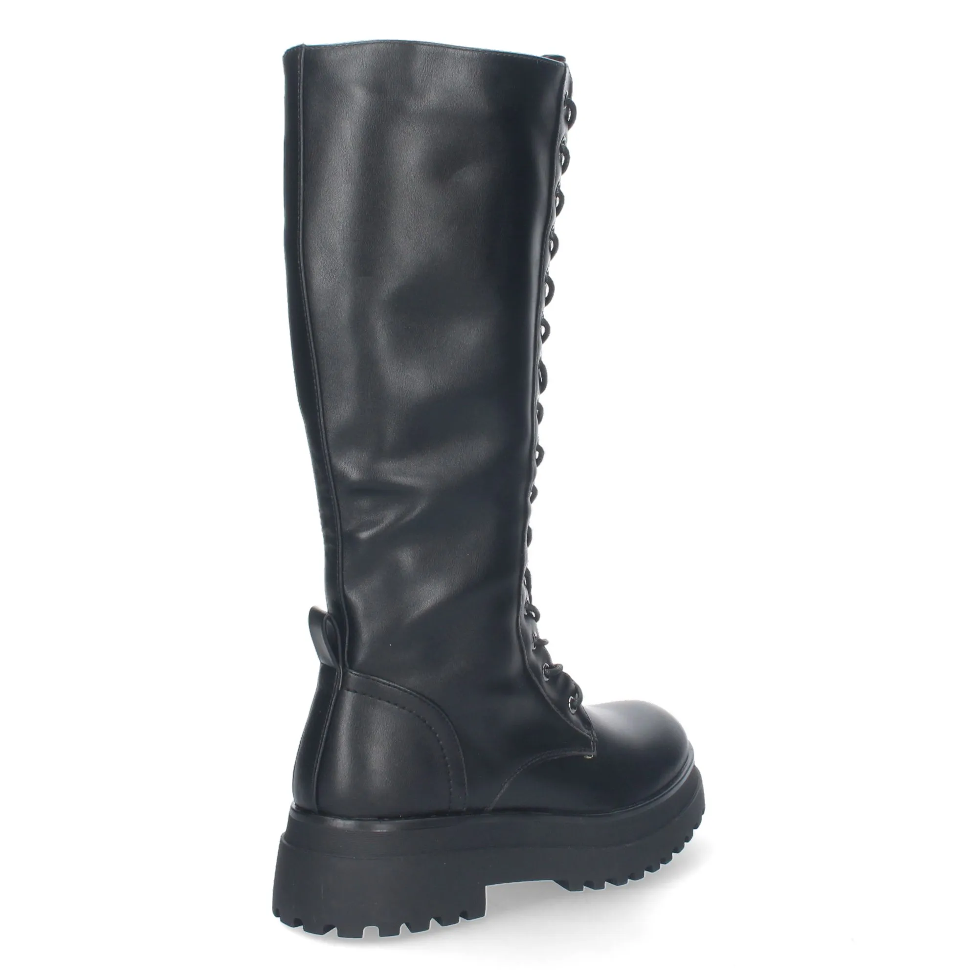 BOTAS ALTAS NEGRAS CóMODAS LAZOS Y CREMALLERA SUELA TRACK MUJER H200