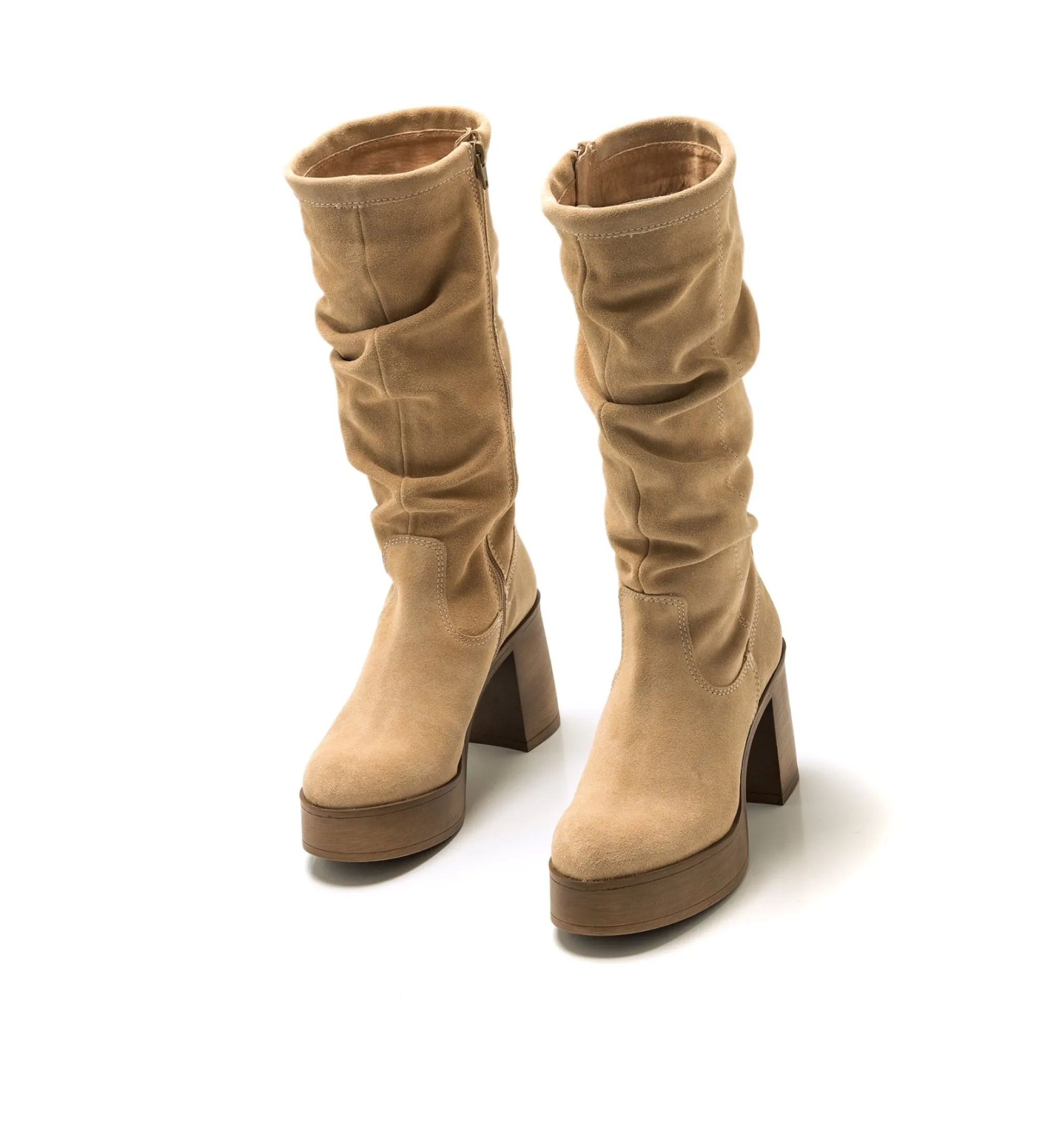 BOTAS DE PIEL SIXTIES BEIGE ALTURA TACóN 8CM