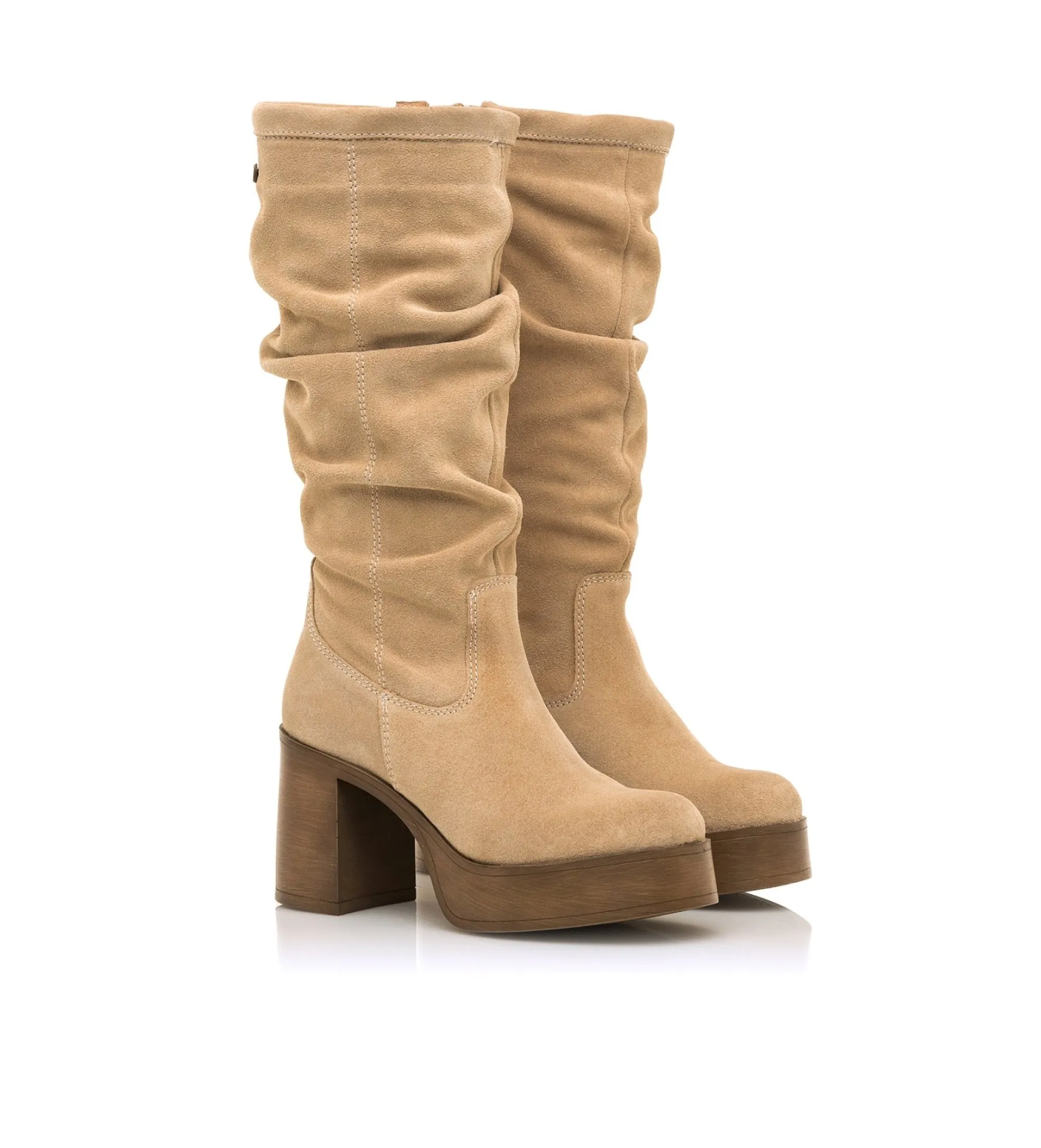BOTAS DE PIEL SIXTIES BEIGE ALTURA TACóN 8CM