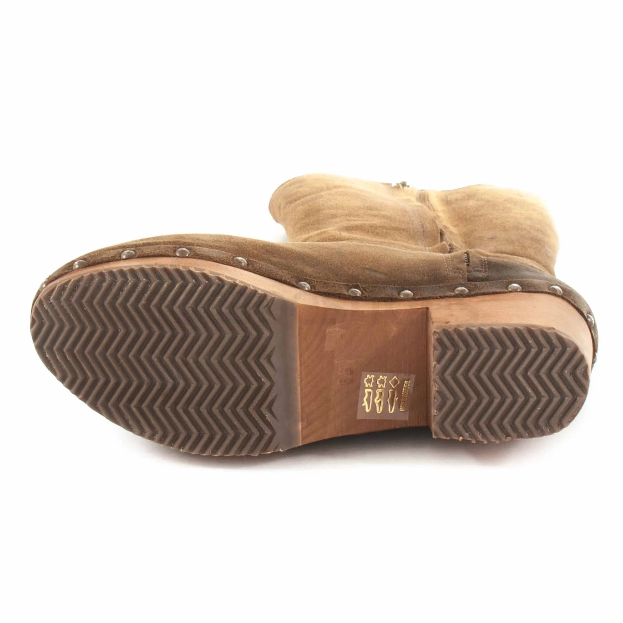 Botas XUZ Altas com Salto e Folhos Castanhas 30076