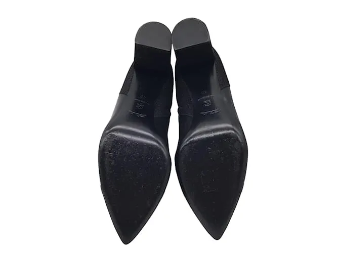 Botines de cuero con punta en punta y tachuelas de estrellas negras de Longchamp Negro 