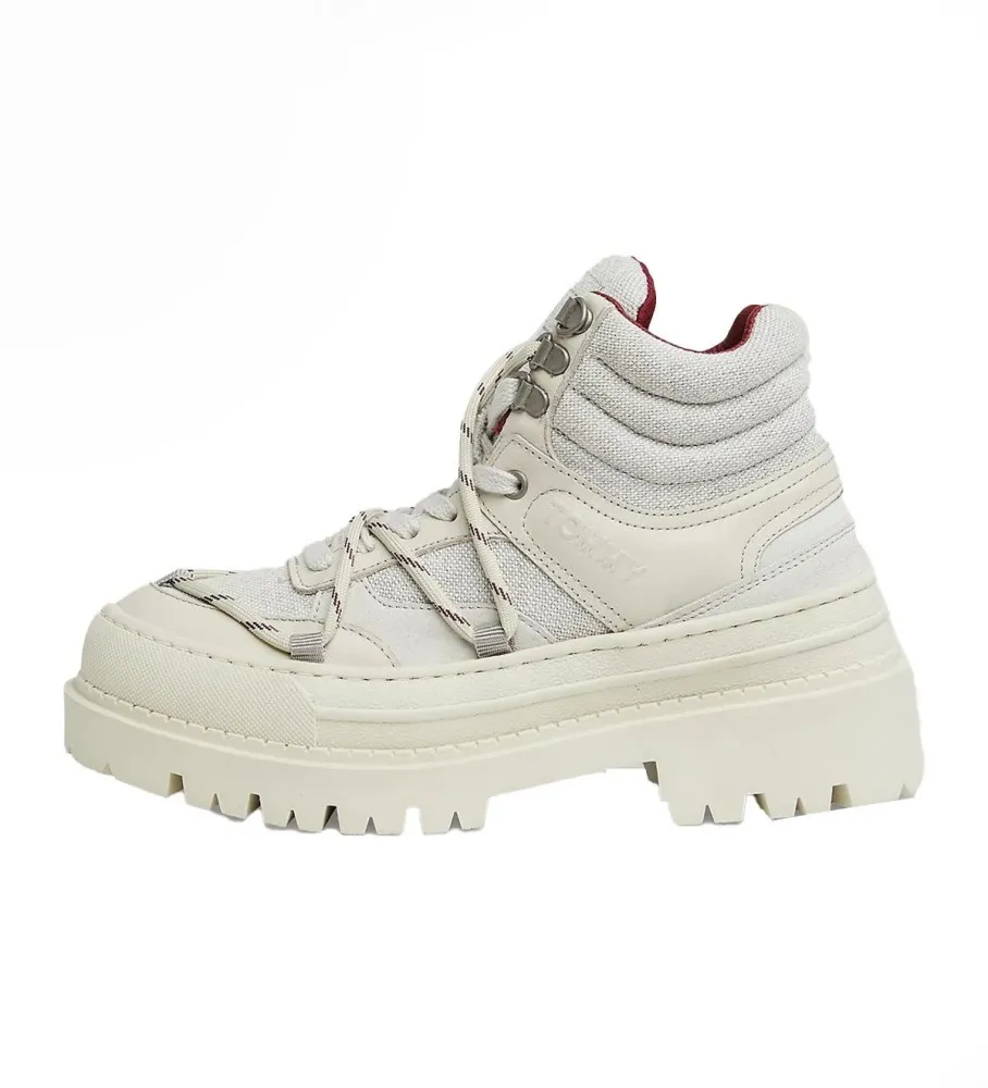 Botines hibridos de cordones blanco roto