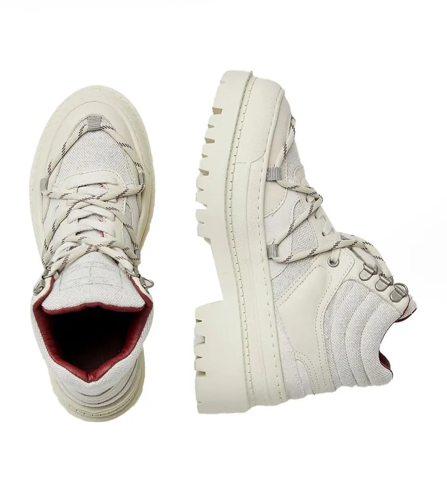 Botines hibridos de cordones blanco roto